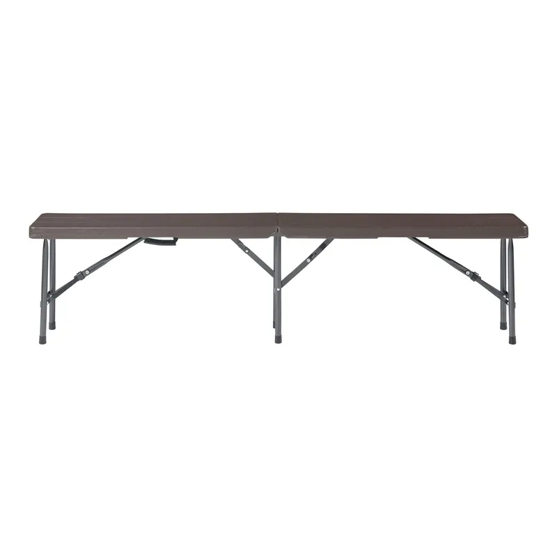 Banco plegable Lillestrøm para 4 personas metal/plástico 180x25x43cm - Efecto madera [en.casa]