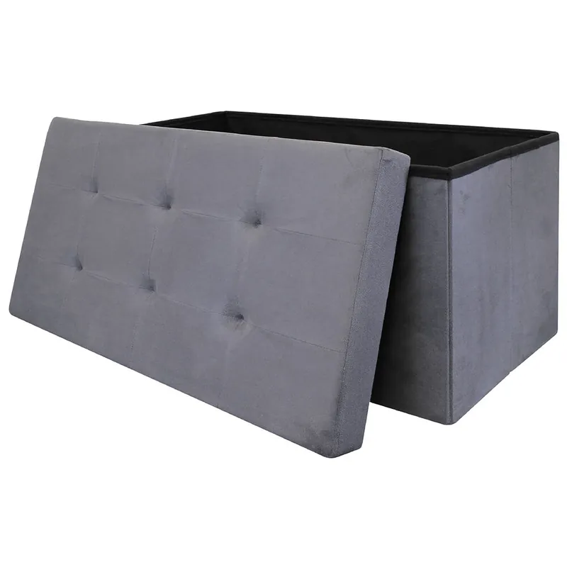 Banco-Puf Baúl Plegable 76.5P. x 37.5W x 37.5H, gris oscuro.