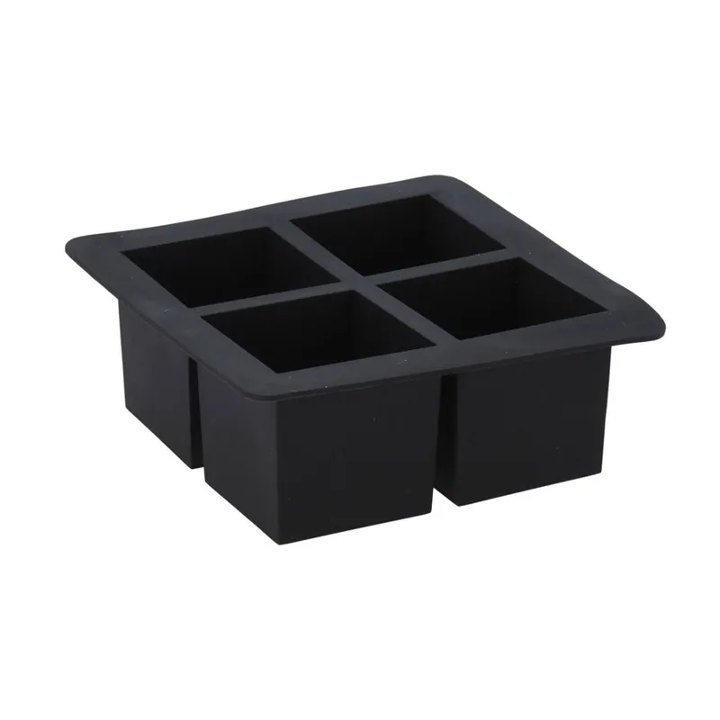 Bandeja de Cubitos de Hielo Gris de TPE para Bebidas Frías Capacidad para 4 Cubitos 16x16x6cm - Cocina