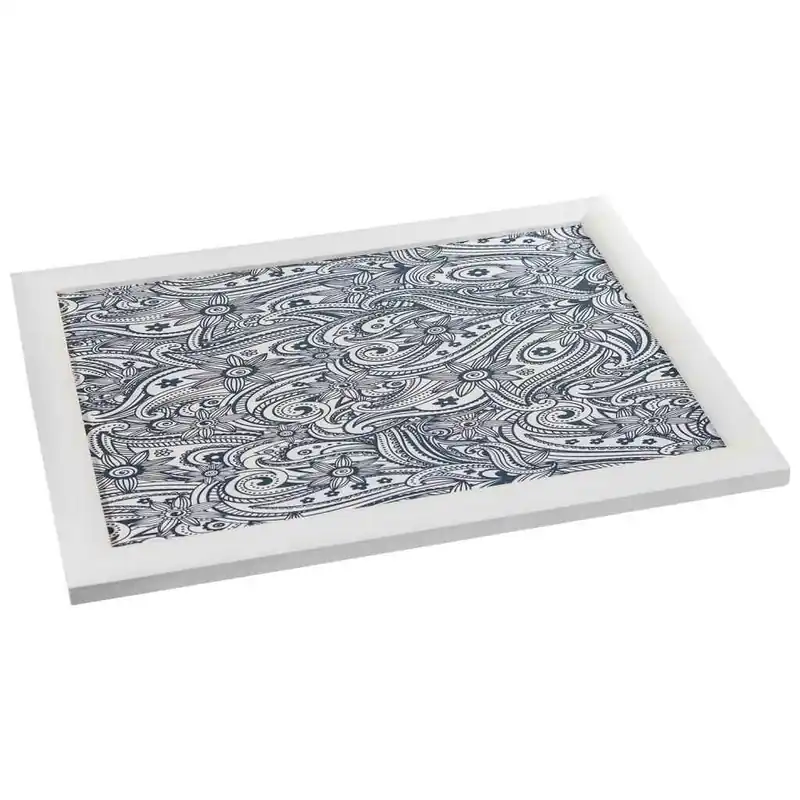 Bandeja de madera con lacado blanco 43x33x5.5 - Cocina