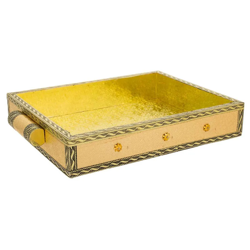 Bandeja de metal repujado dorada 25x20x4,5 - Cocina