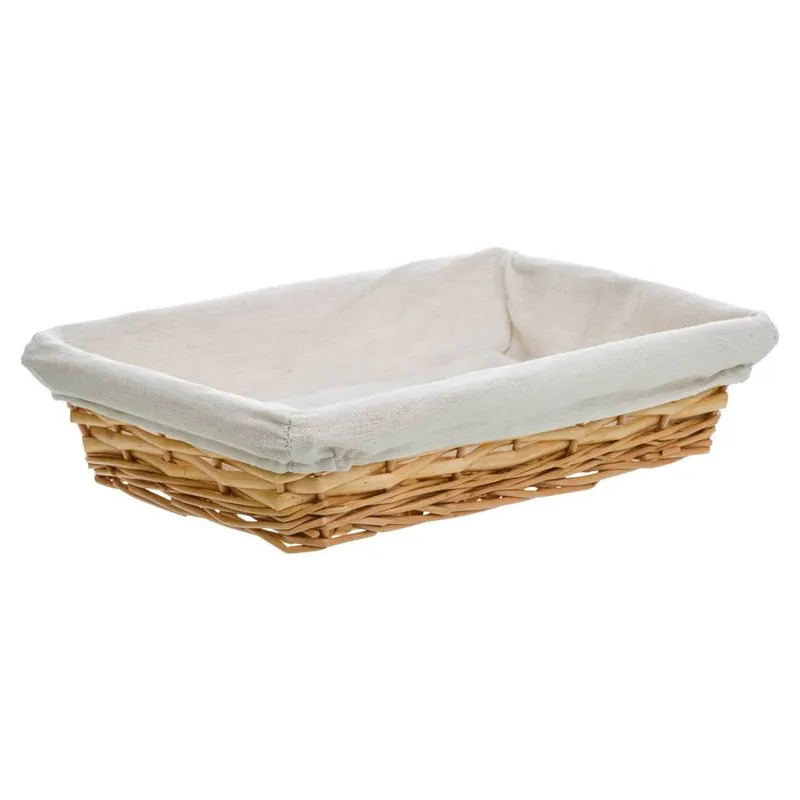 Bandeja de mimbre lacado blanca con forro 36x24x8 - Cocina