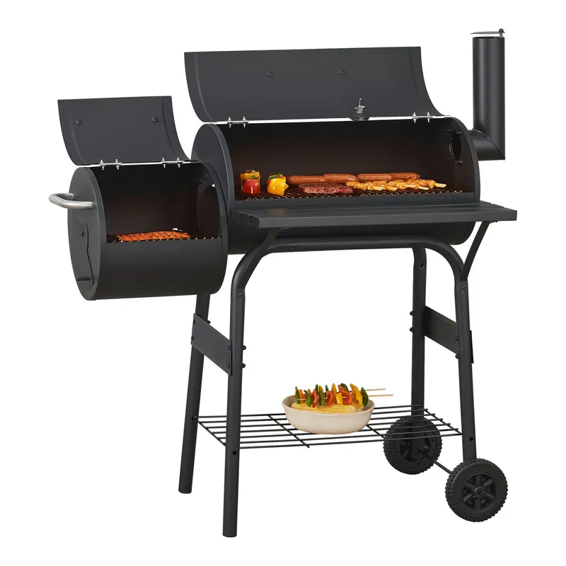 Barbacoa de carbón Arielli ahumador 115 x 110 x 64 cm - Negro [casa.pro]