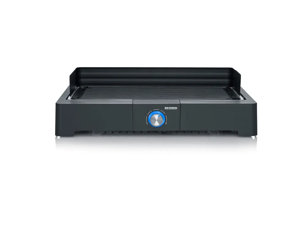SEVERIN Barbacoa de mesa con placa de grill acanalada para interior y exterior, barbacoa eléctrica con arranque rápido, mini barbacoa sin riesgo de quemaduras, negro, PG 8567 - Electrodomésticos