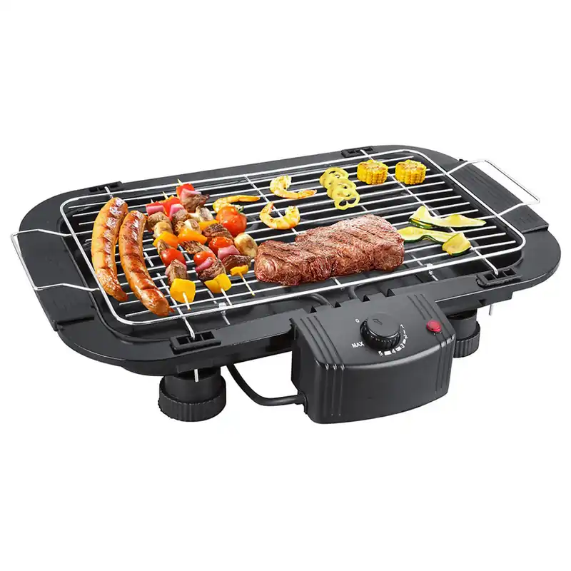 Barbacoa eléctrica Klack 2000W con parrilla de 2 alturas, 5 temperaturas y bandeja recoge grasa - Electrodomésticos