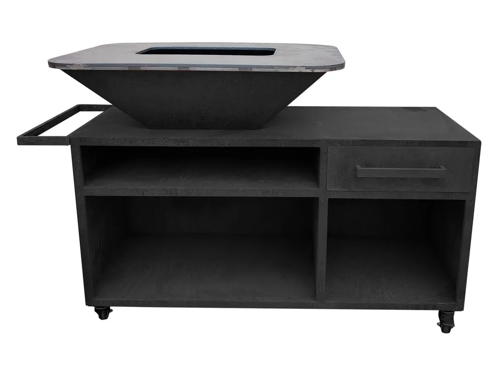 Barbacoa grande con mueble y plancha acero 160x80x100cm - Jardín