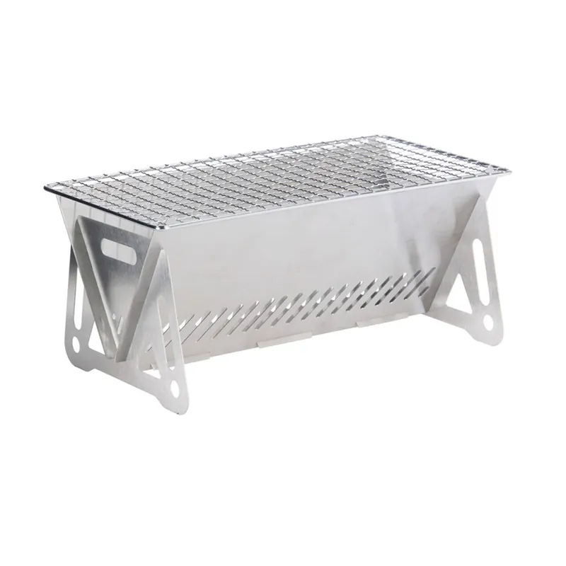 Barbacoa Mini Plegable en acero inoxidable y parrilla cromada 28x16x12cm - Jardín