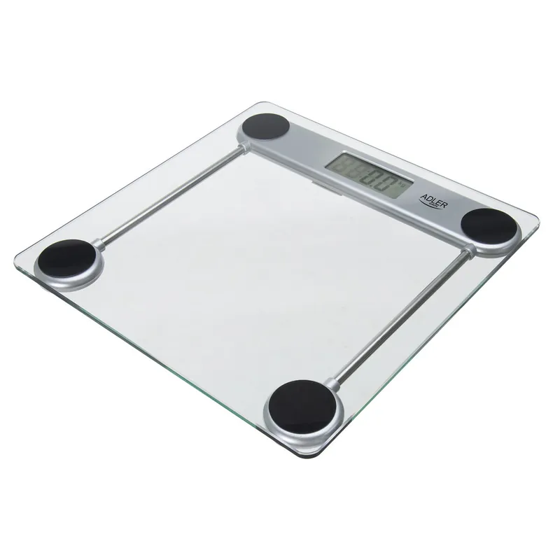 Adler AD 8121 Báscula de Baño Digital Cristal Templado, Alta Medición 150 kg 100 g, Apagado Automático, Fácil, , Transparente - Electrodomésticos