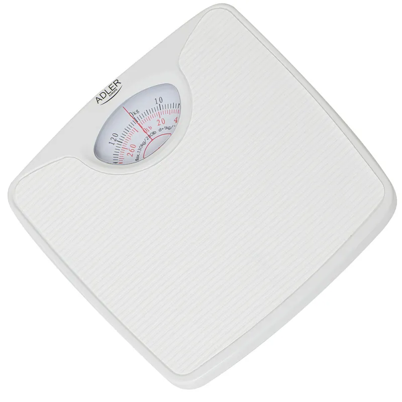 Adler AD8151W Báscula Analógica de Baño, Precisión, Mecánica, Medición hasta 130 kg, sin Pilas, Fácil Uso, , Blanco - Electrodomésticos