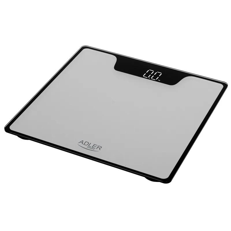Adler AD8174S Báscula de Baño Digital Alta Precisión 180Kg, Pantalla LED Apagado Automático, Vidrio Templado, , Plata - Electrodomésticos