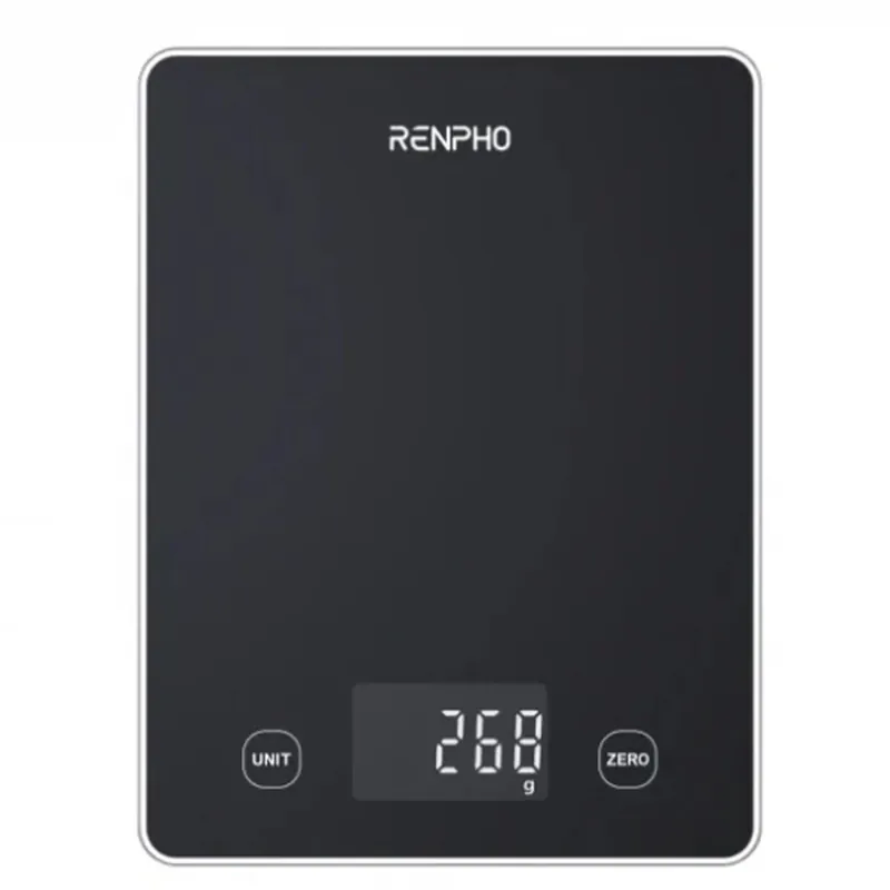 Renpho Báscula de cocina digital Bluetooth CALIBRA 1L 10kg vidrio negro pantalla LED - Electrodomésticos