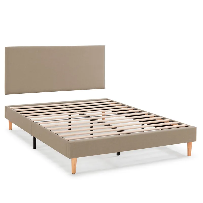 Base tapizada + Cabecero Aura 140x190 cm Beige - Descanso