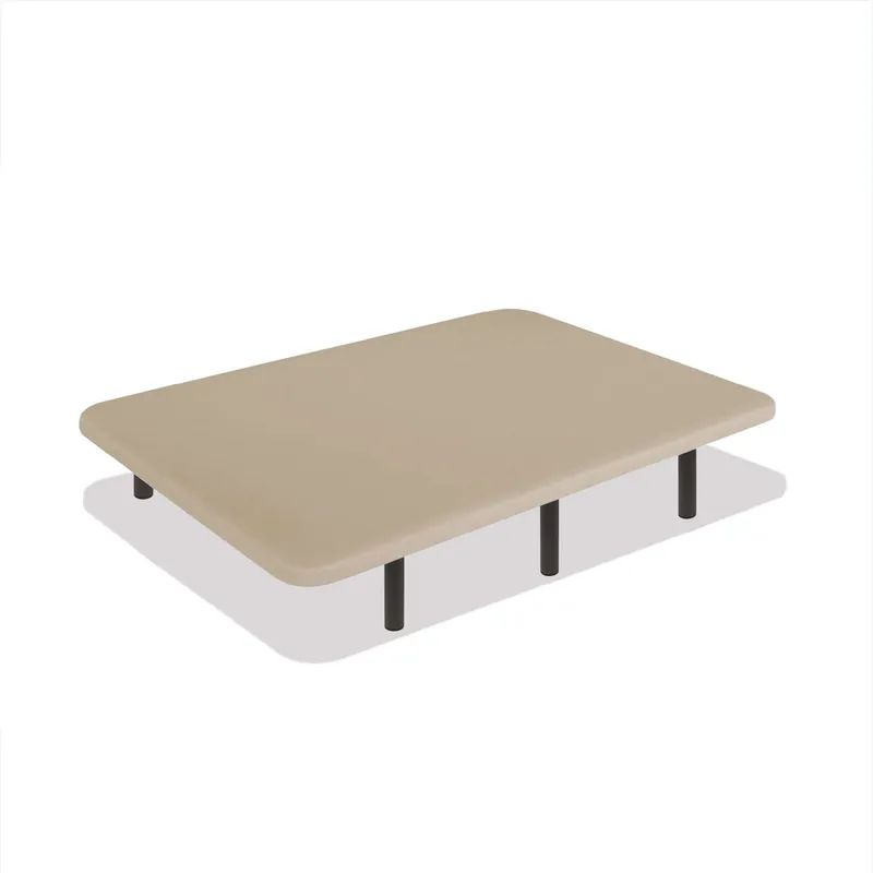 Base Tapizada Beige 80 x 190 cm, DreamNite, Tejido 3D Antideslizante, Estructura 30x40mm, 5 Barras Transversales, Con Patas 25cm - Descanso
