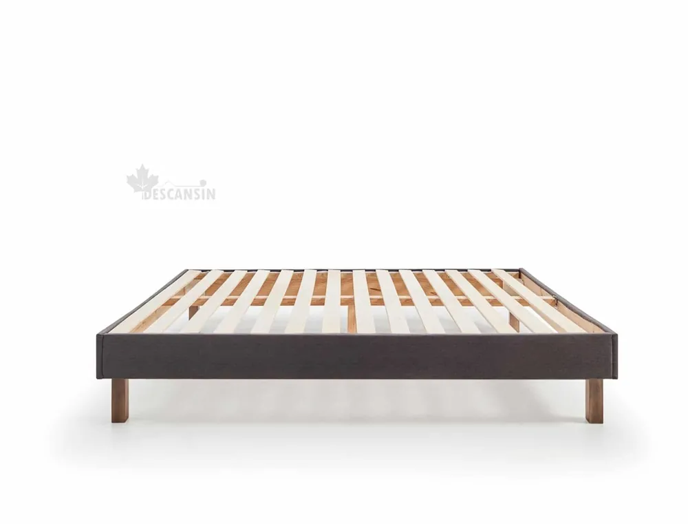 Base Tapizada Gris Con Patas, Medidas 90x190cm, Base francesa Descansin, Lujo a tu Alcance - Descanso