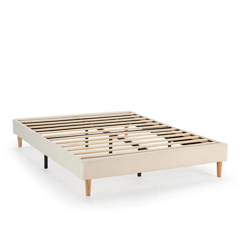 Base tapizada Niebla 90x190 cm tela borreguito Beige - Descanso