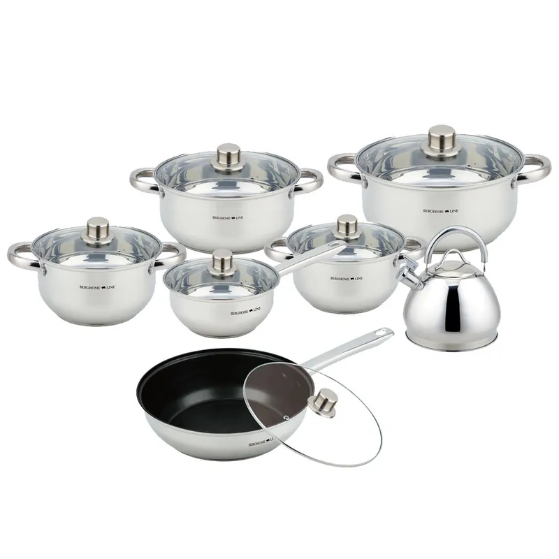 Batería de Cocina Klack 13 Piezas de Acero Inoxidable con Tapas, Apta para Inducción y Lavavajillas