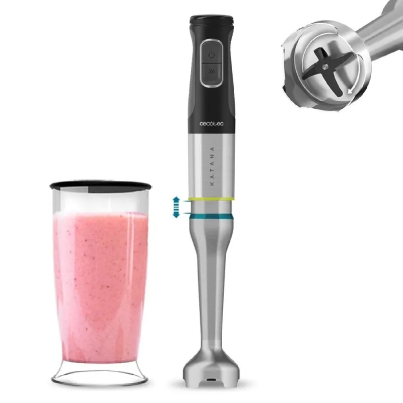 Batidora de mano Cecotec Katana 15 Jar G 1500W tecnología PerreoMove con vaso gris - Electrodomésticos