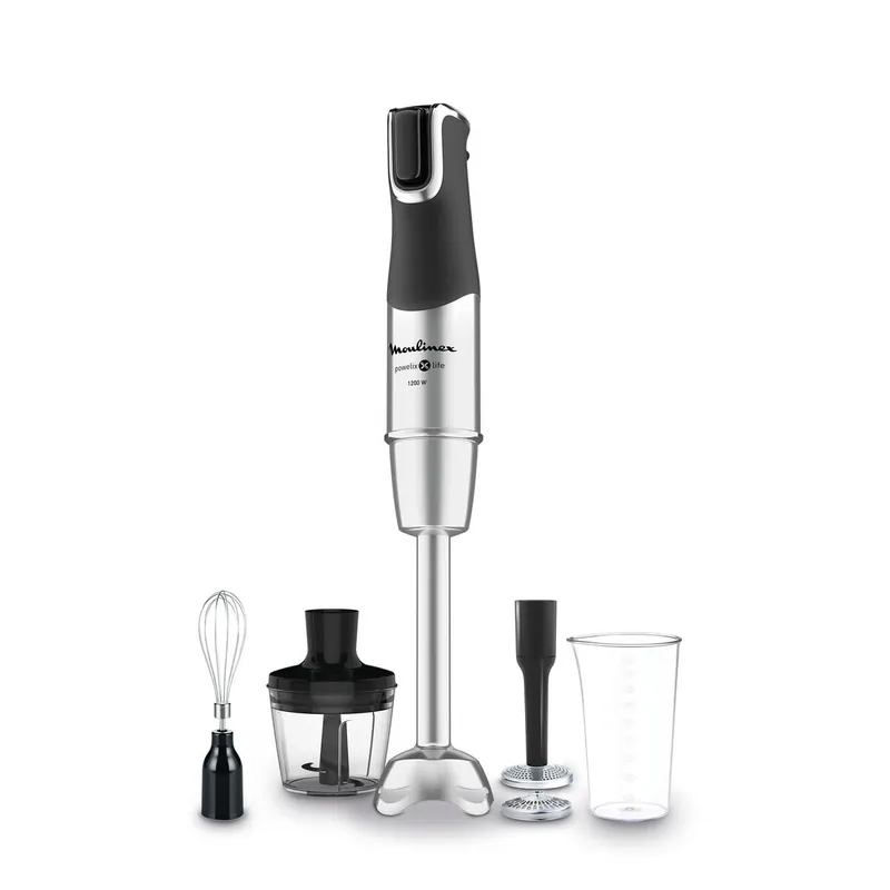 Batidora de Mano Multifunción con Accesorios Moulinex Powelix Life Plateado 1200 W - Electrodomésticos