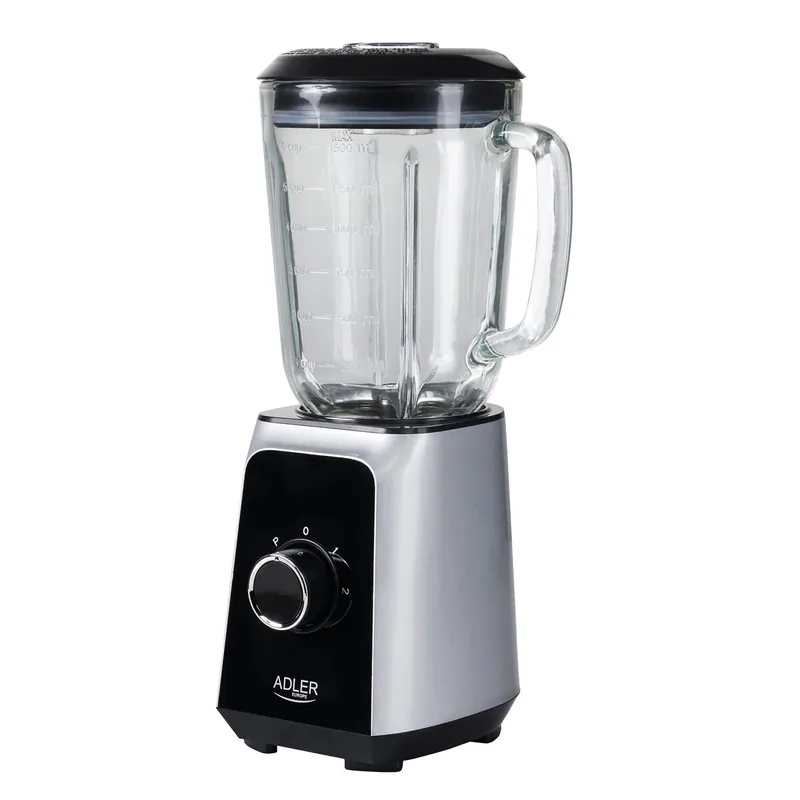 Adler AD4076 Batidora Vaso Americana, Jarra Cristal 1,5L, 2 Velocidades, Función Picahielo, Cuchillas Acero, 1000, Plata - Electrodomésticos