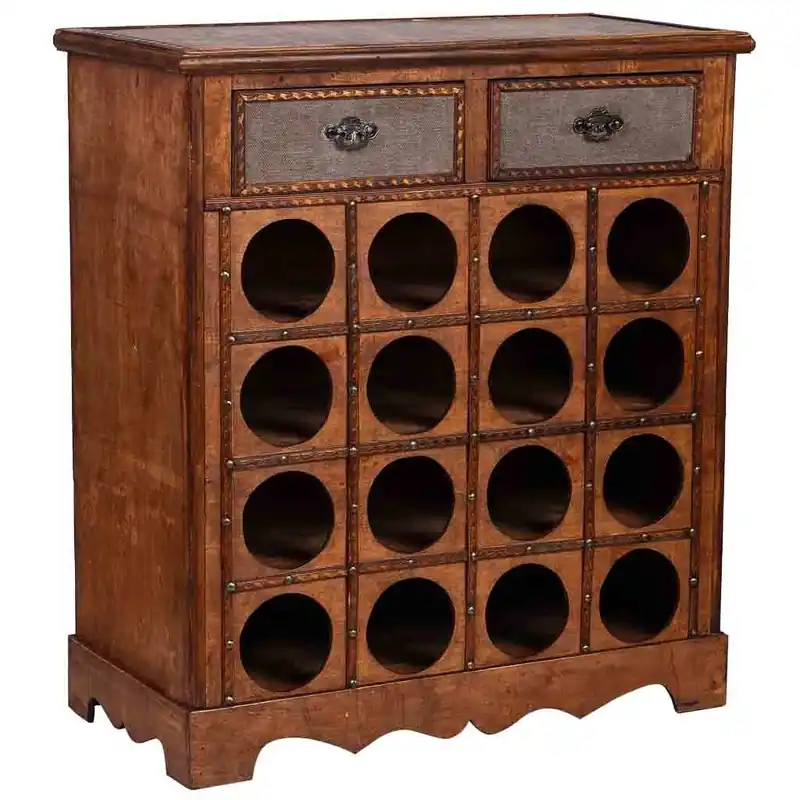 Baul botellero de madera marrón 63x31x69.5h cm - Cocina