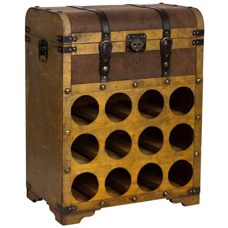 Baul botellero de madera marrón 45x28x59h cm - Cocina