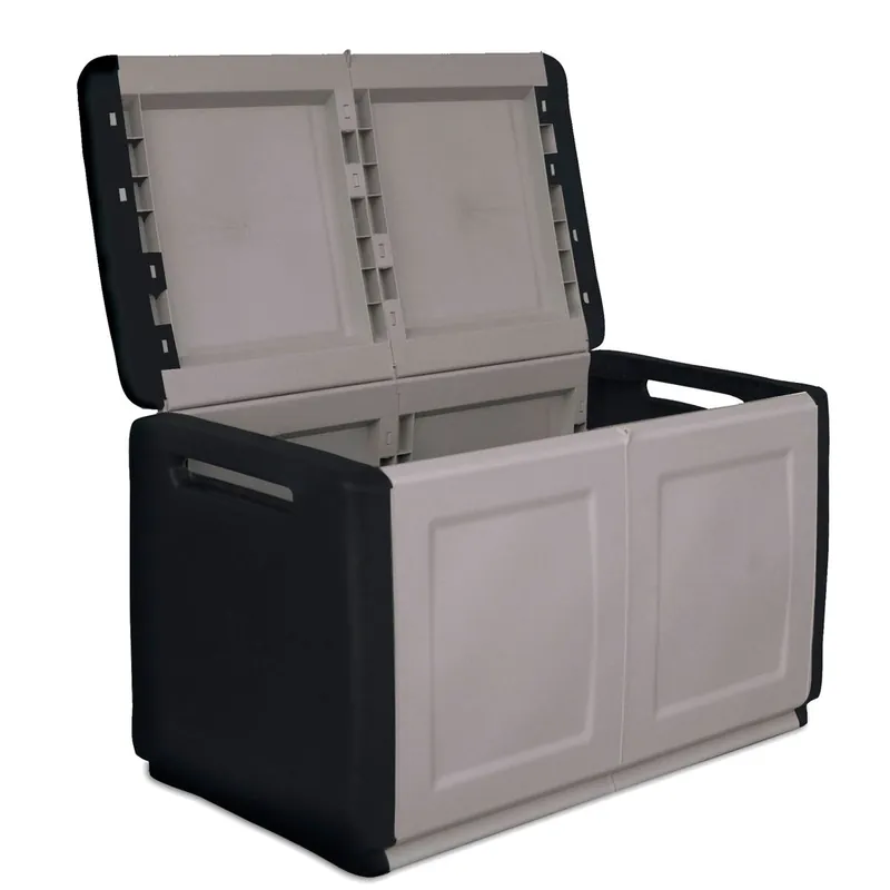 Baúl en polipropileno de 96x57x53cm - 230L color gris oscuro y negro