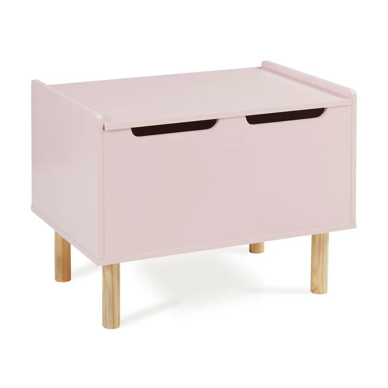 Baúl Juguetero Virer con tapa 60x40x45cm - Rosa [en.casa]