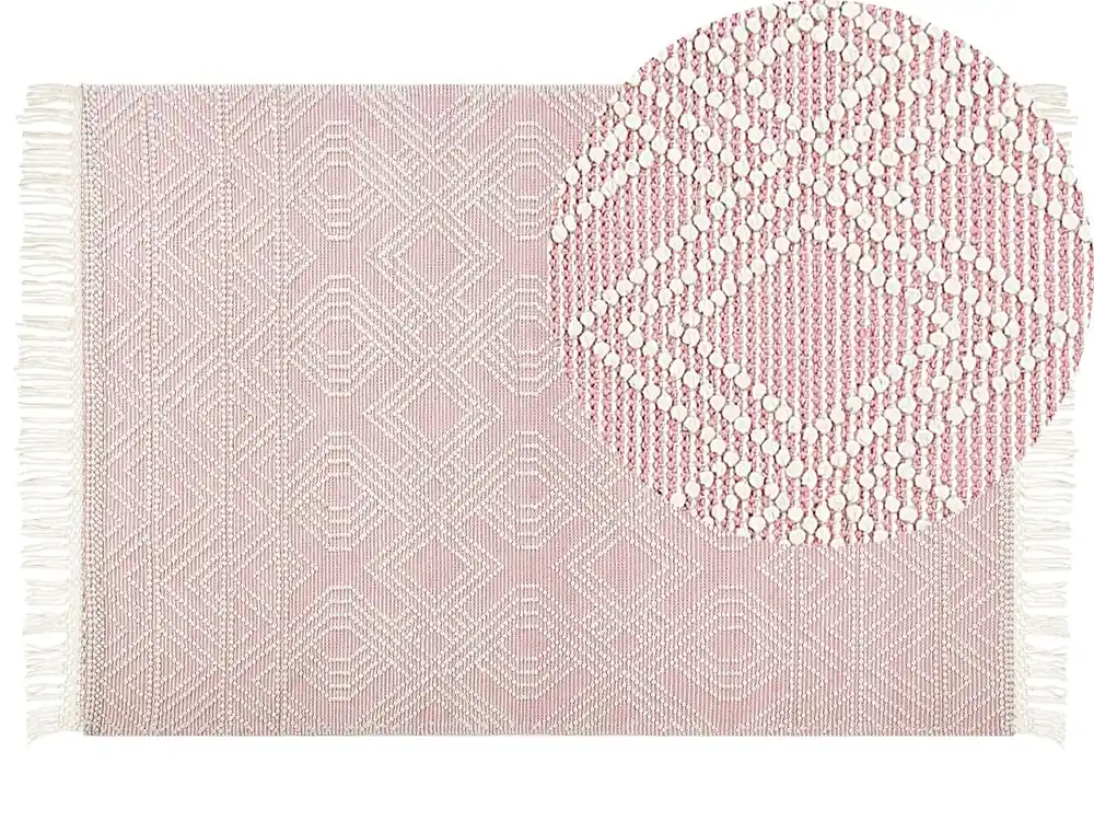 Alfombra ADANA Rosa pastel 160 x 230 cm Lana - Textil