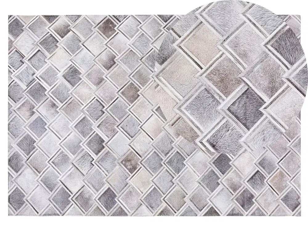 Alfombra AGACLI Gris 140 x 200 cm Piel - Textil