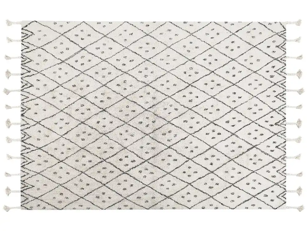 Alfombra AGADIR Blanco crema 140 x 200 cm Algodón - Textil