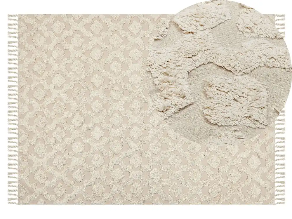 Alfombra AKSARAY Beige 140 x 200 cm Algodón - Textil