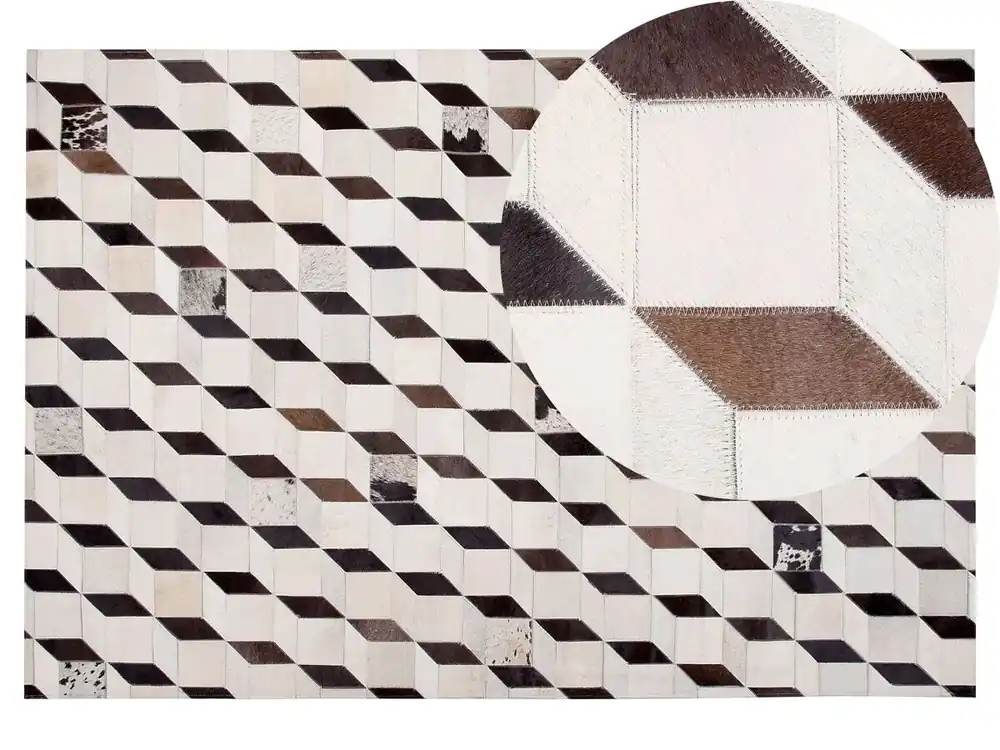 Alfombra ALPKOY Blanco 140 x 200 cm Piel - Textil