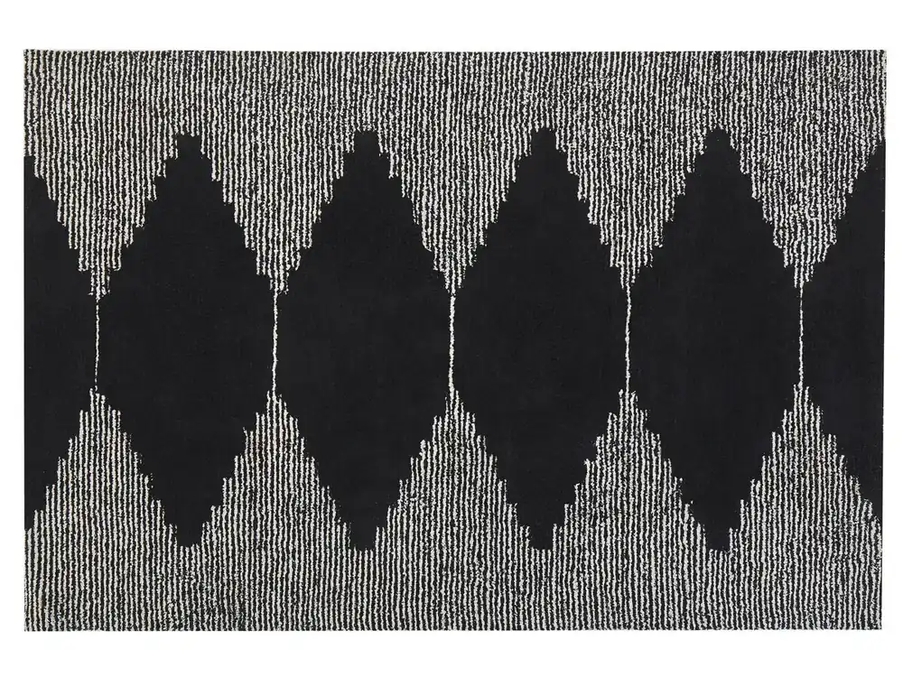 Alfombra BATHINDA Negro/Blanco 160 x 230 cm Algodón - Textil