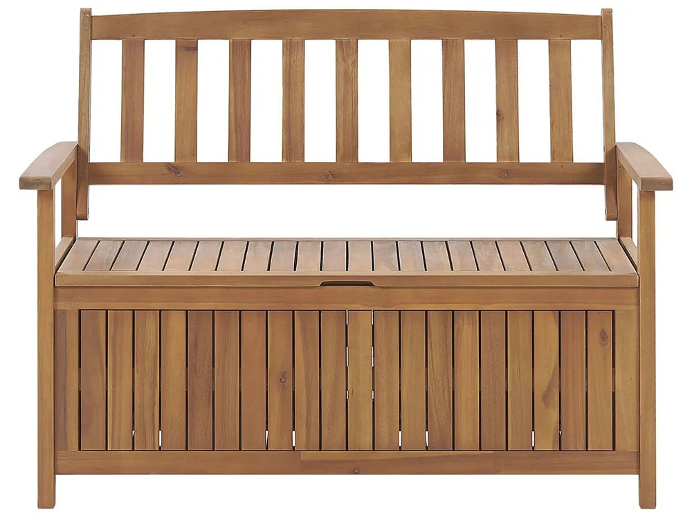 Banco de jardín SOVANA 120 cm con almacenaje Madera de acacia Marrón
