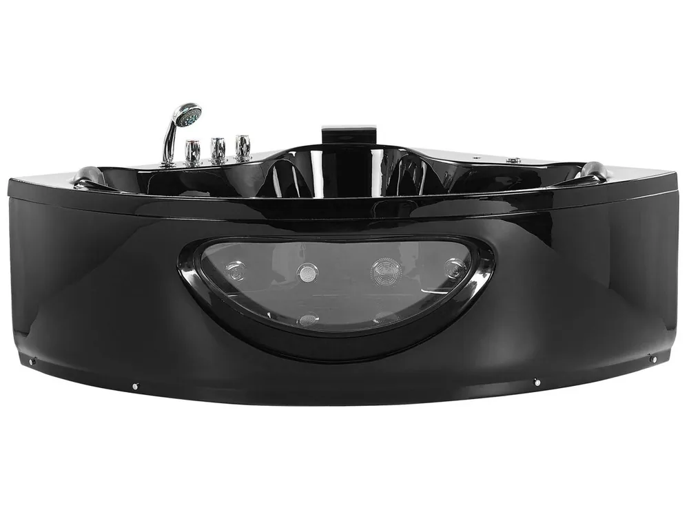 Bañera de hidromasaje LED esquinera TOCOA 190 x 150 cm Negro - Baño