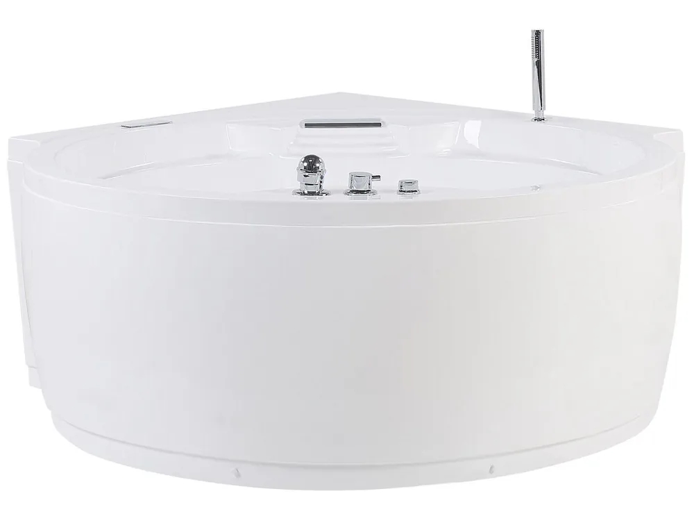 Bañera de hidromasaje LED esquinera MILANO con altavoz Bluetooth integrado 181 x 150 cm Blanco - Baño