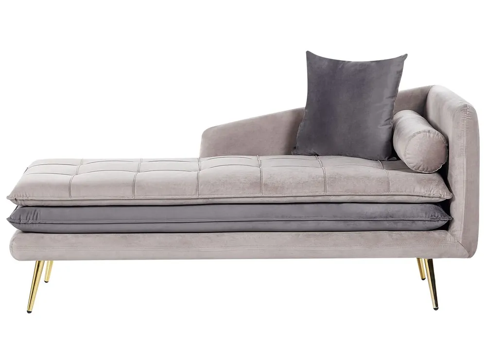 Chaise longue derecho GONESSE Terciopelo Gris pardo - Sofás sillones puffs