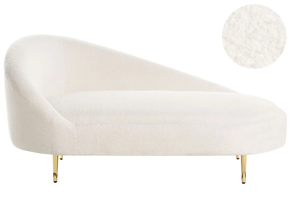 Chaise longue izquierdo VALREAS Bouclé Blanco crema - Sofás sillones puffs