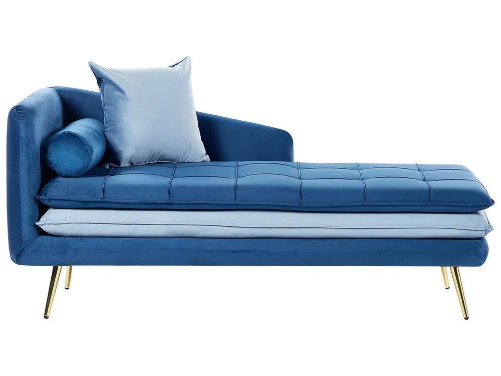 Chaise longue izquierdo GONESSE Terciopelo Azul - Sofás sillones puffs