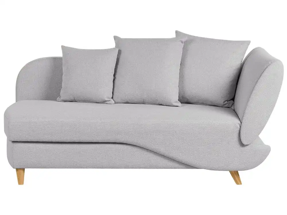 Chaise longue derecho MERI Lino sintético Gris claro con almacenaje - Sofás sillones puffs
