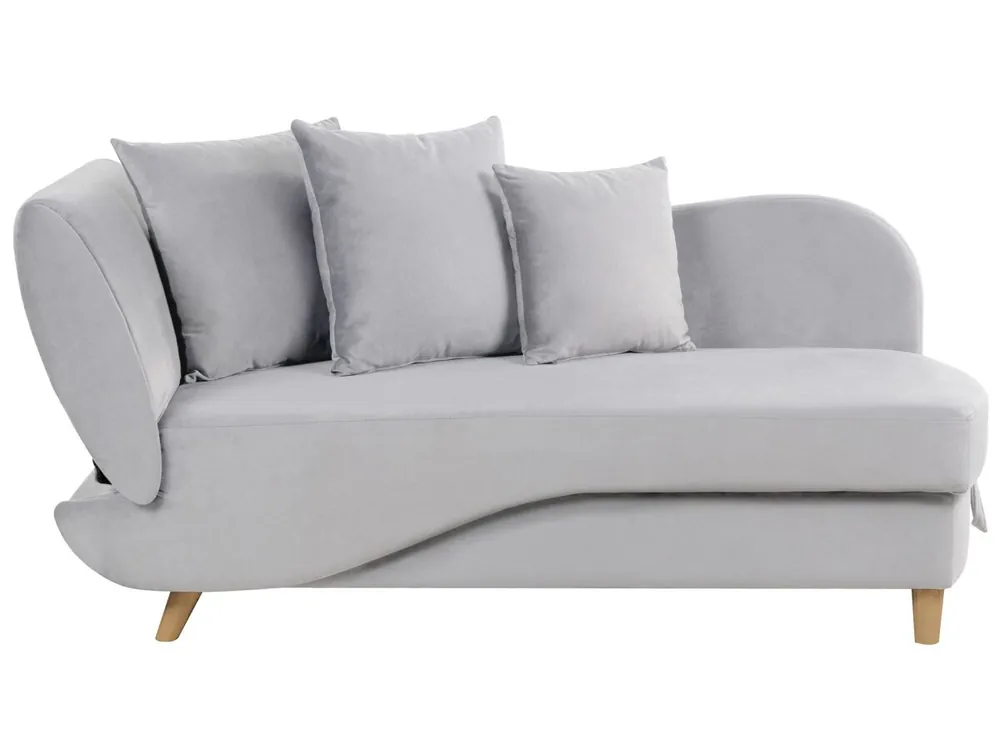 Chaise longue izquierdo MERI Terciopelo Gris claro con almacenaje - Sofás sillones puffs