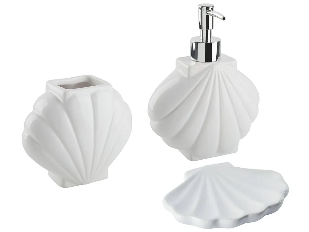 Conjunto de 3 accesorios de baño SHELL Cerámica Blanco
