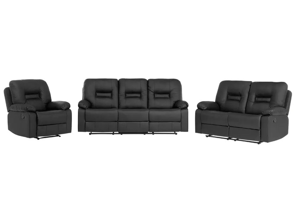 Conjunto de sala de estar reclinable manual BERGEN Piel sintética Negro 6 plazas - Sofás sillones puffs