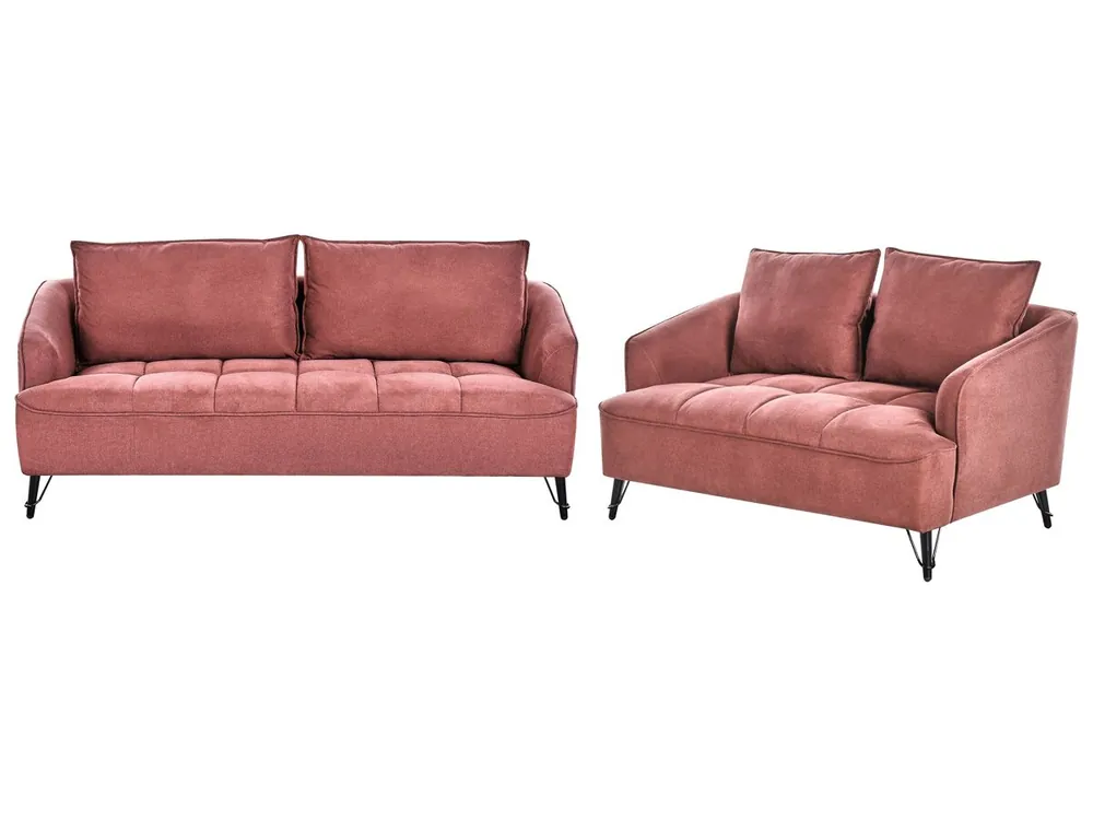 Conjunto de sala de estar 5 plazas HOBRO Tela Gris claro - Sofás sillones puffs