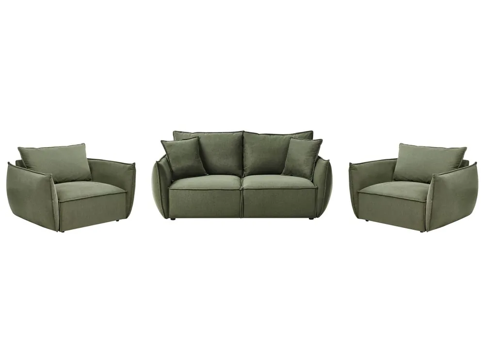 Conjunto de sala de estar 5 plazas KUNES Tela Verde - Sofás sillones puffs