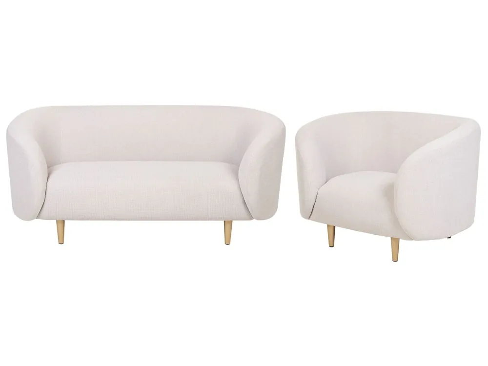 Conjunto de sala de estar LOEN Tela Beige claro 3 plazas - Sofás sillones puffs