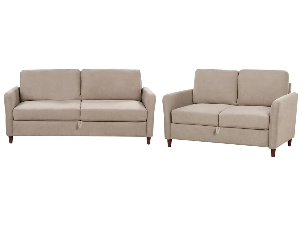 Conjunto de sala de estar MARE Tela Azul con almacenaje 5 plazas - Sofás sillones puffs