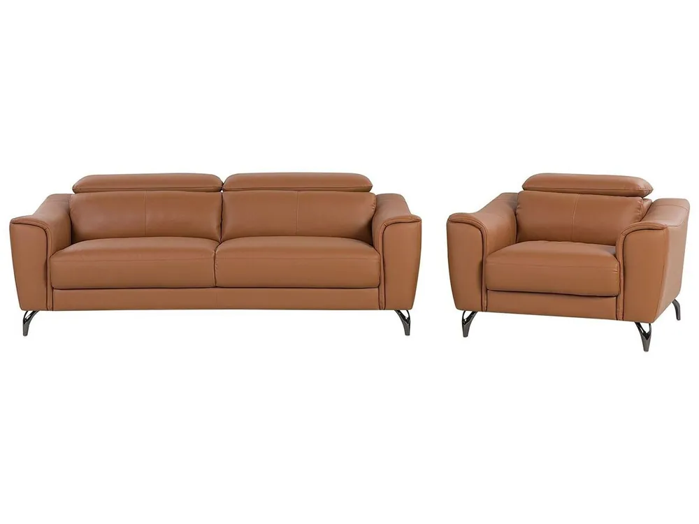 Conjunto de sala de estar NARWIK Piel Marrón 4 plazas - Sofás sillones puffs