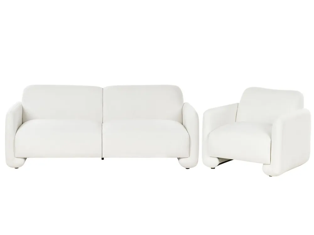 Conjunto de sala de estar SALAND Tela Blanco 4 plazas - Sofás sillones puffs