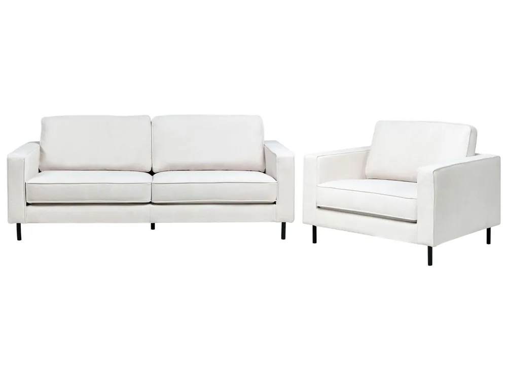 Conjunto de sala de estar SAVALEN Tela Blanco crema 4 plazas - Sofás sillones puffs